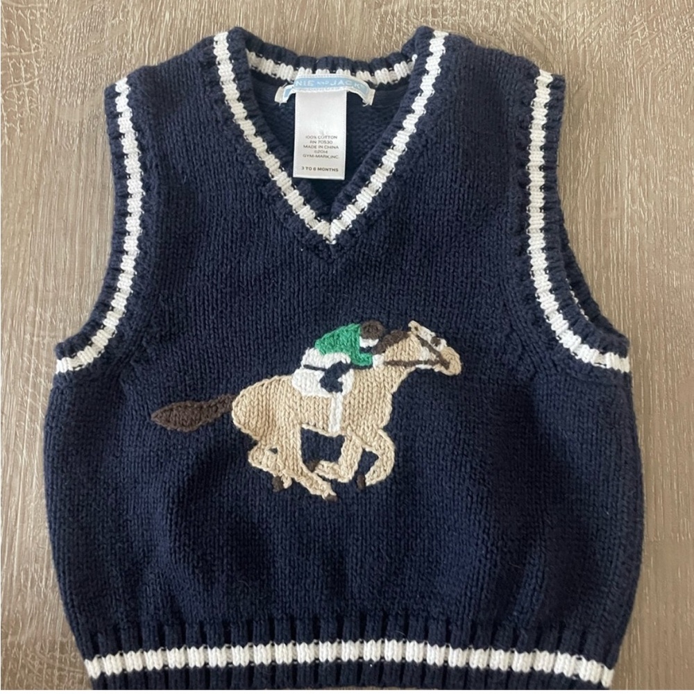 Janie and Jack Baby Boy Horse Knit Sweater Vest